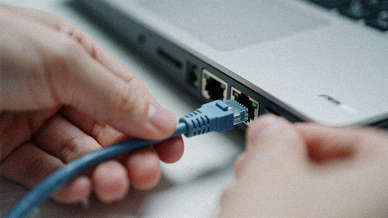 Ethernet cable connecting a device