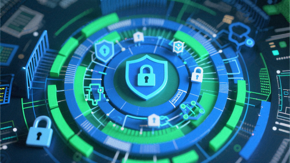 An illustration representing a comprehensive digital security approach with multiple layers of protection.