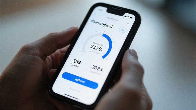 ShieldCheck internet speed test results on iPhone