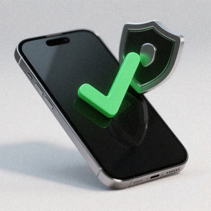 Stylized phone with a checkmark indicating security audit